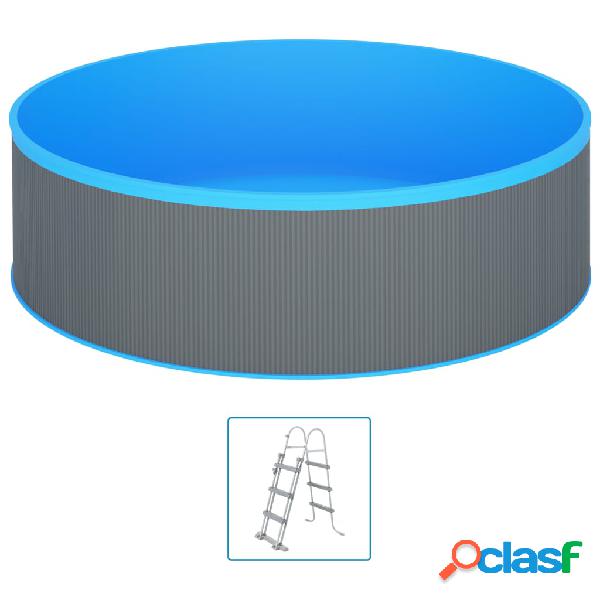 vidaXL Piscina con Scaletta a 4 Gradini 350x90 cm Grigia