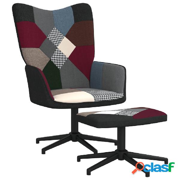 vidaXL Poltrona Relax con Poggiapiedi in Tessuto Patchwork