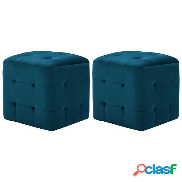 vidaXL Pouf 2 pz Blu 30x30x30 cm in Velluto