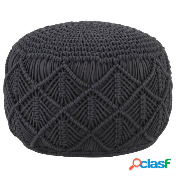 vidaXL Pouf Lavorato a Mano Macramé Antracite 45x30 cm in