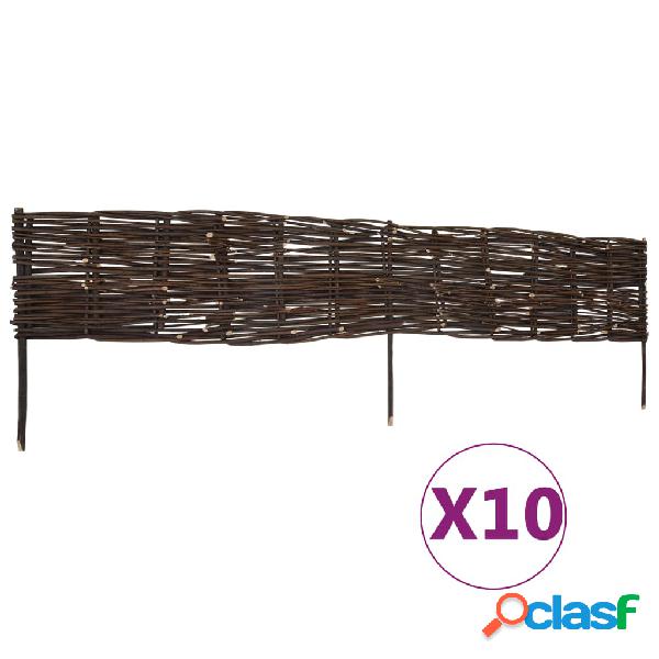 vidaXL Recinzione da Giardino in Salice 10 pz 120 x 35 cm