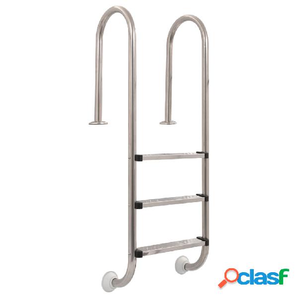 vidaXL Scaletta per Piscina 3 Gradini in Acciaio Inox 304