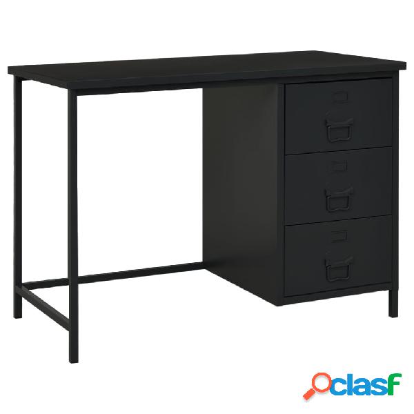 vidaXL Scrivania Industriale con Cassetti Nera 105x52x75 cm