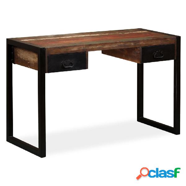 vidaXL Scrivania a 2 Cassetti Legno Massello di Recupero