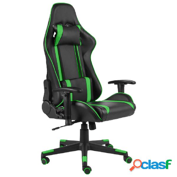 vidaXL Sedia da Gaming Girevole Verde in PVC