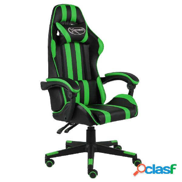 vidaXL Sedia da Gaming Nero e Verde in Similpelle