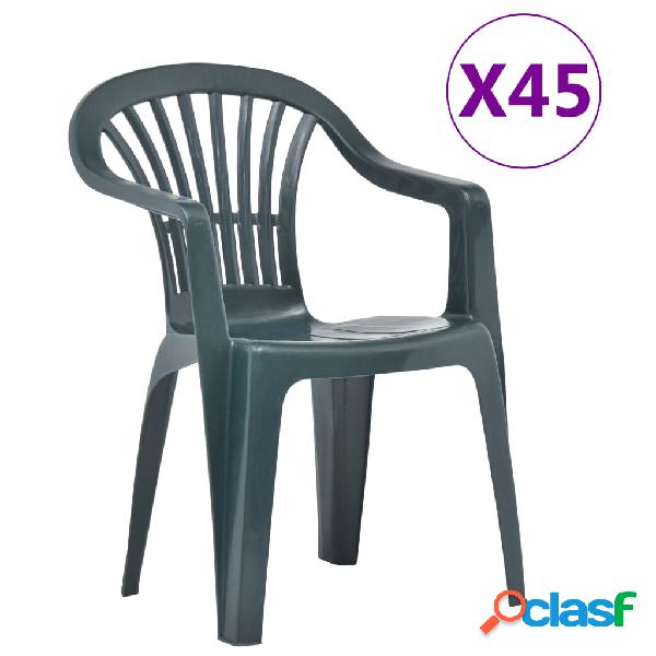 vidaXL Sedie da Giardino Impilabili 45 pz in Plastica Verdi