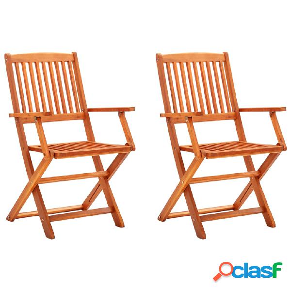 vidaXL Sedie da Giardino Pieghevoli 2pz in Legno Massello di
