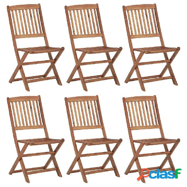 vidaXL Sedie da Giardino Pieghevoli 6 pz in Legno Massello