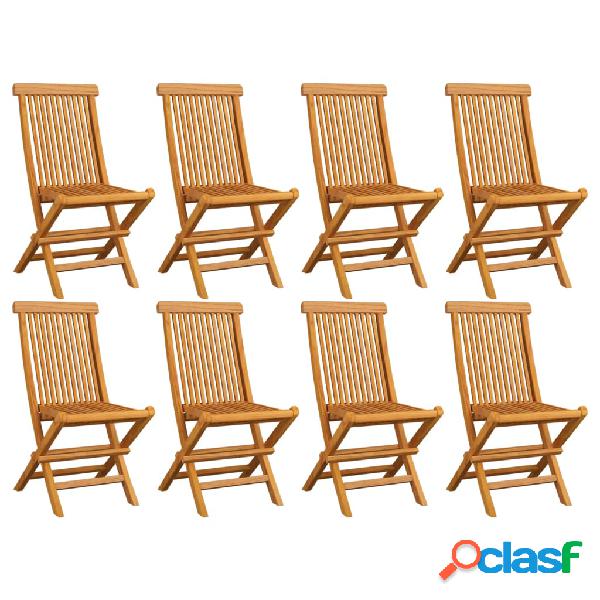 vidaXL Sedie da Giardino Pieghevoli 8 pz in Legno Massello