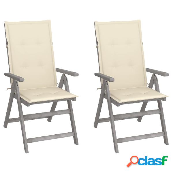 vidaXL Sedie da Giardino Reclinabili 2 pz con Cuscini