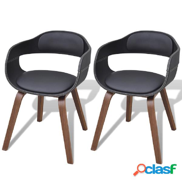 vidaXL Sedie da Pranzo 2 pz Nere in Legno Curvo e Similpelle