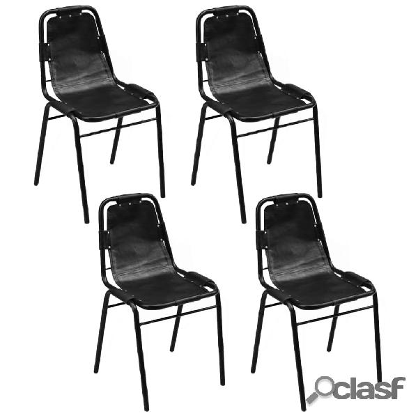 vidaXL Sedie da Pranzo 4 pz Nere in Vera Pelle