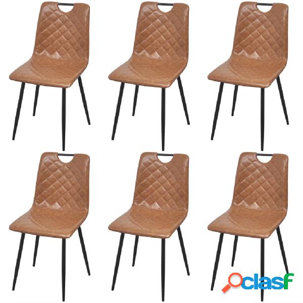 vidaXL Sedie da Pranzo 6 pz Marrone Chiaro in Similpelle