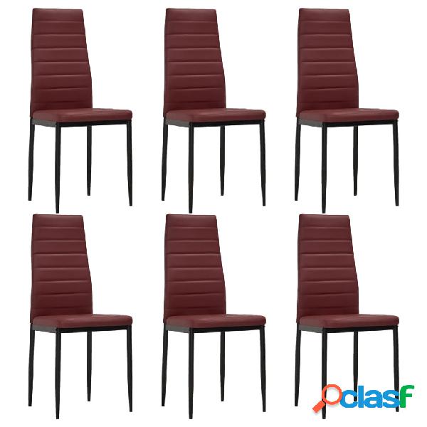 vidaXL Sedie da Pranzo 6 pz Rosso Bordò in Similpelle