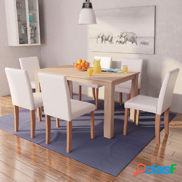 vidaXL Sedie e Tavolo Pranzo 7 pz in Pelle Artificiale