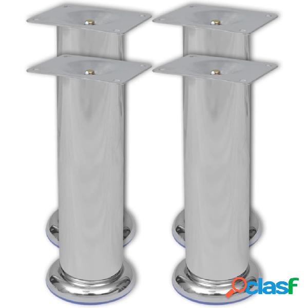 vidaXL Set 4 gambe rotonde per sofa cromate 180 mm