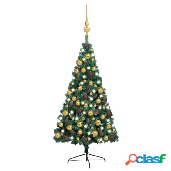 vidaXL Set Albero Natale Artificiale a Metà LED e Palline