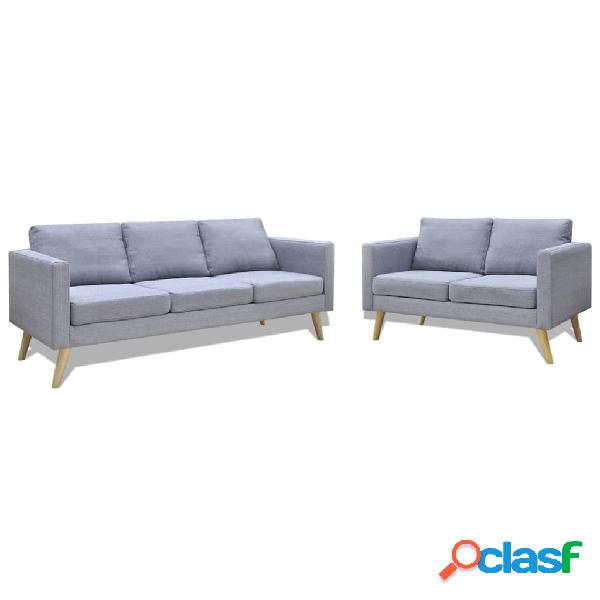 vidaXL Set Divani a 2 e a 3 Posti in Tessuto Grigio Chiaro
