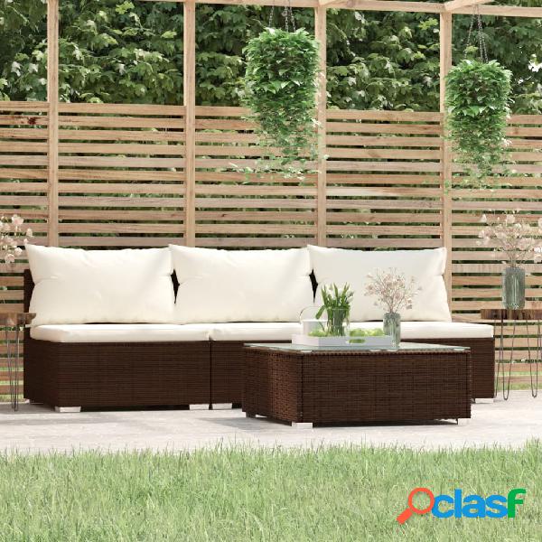 vidaXL Set Divani da Giardino 4 pz con Cuscini in Polyrattan