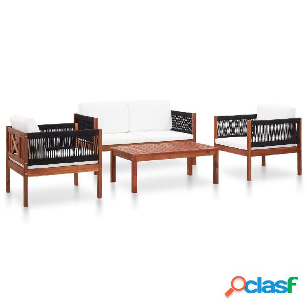 vidaXL Set Divani da Giardino 4 pz in Legno Massello di