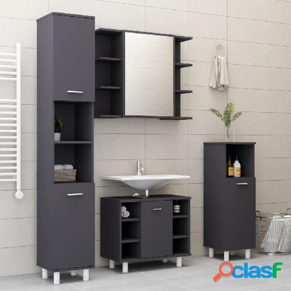 vidaXL Set Mobili da Bagno 4 pz Grigio in Truciolato