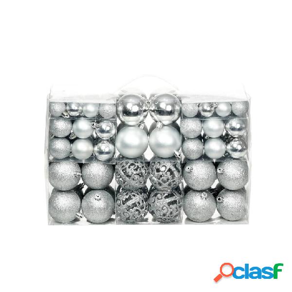 vidaXL Set Palline di Natale 100 pz 3/4/6 cm Argento