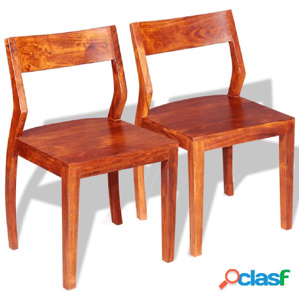 vidaXL Set Sedie da Pranzo 2 pz in Legno Massello di