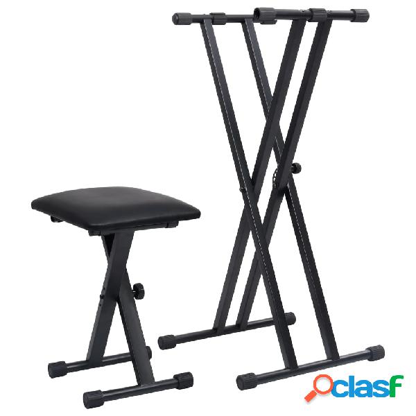 vidaXL Set Supporto per Tastiera a Doppia Staffa con