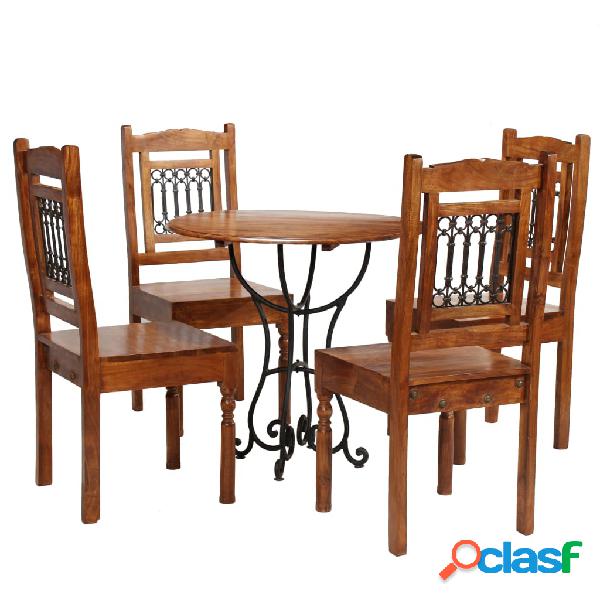 vidaXL Set Tavolo da Pranzo 5 pz Legno Massello di Acacia e