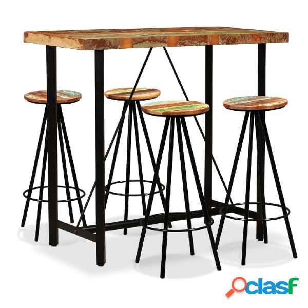 vidaXL Set da Bar 5 pz in Legno Massello di Recupero