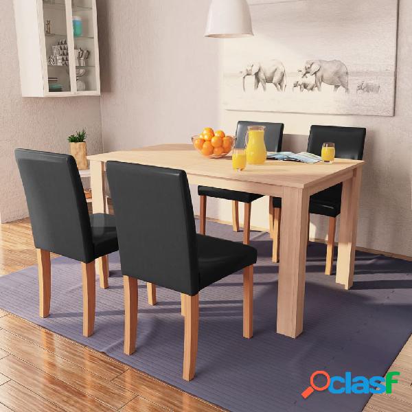 vidaXL TAvolo e Sedie da Pranzo 5 pz in Pelle Artificiale