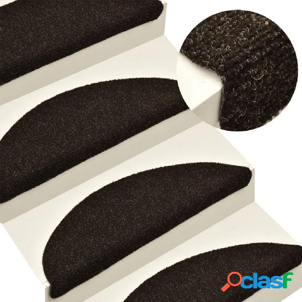 vidaXL Tappetini per Scale 10 pz Marrone Scuro 56x17x3 cm