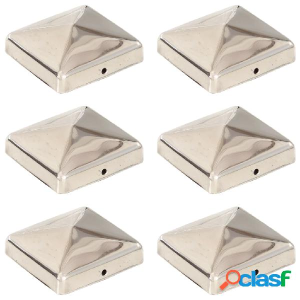 vidaXL Tappi per Pali a Piramide 6 pz in Acciaio Inox 71x71