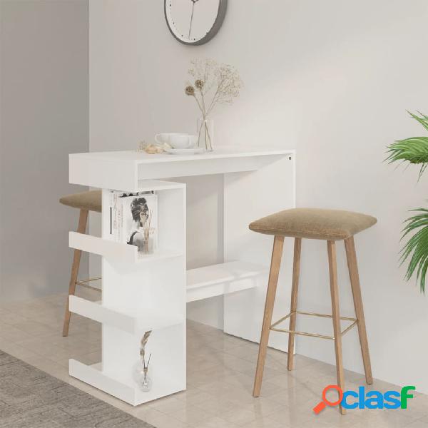 vidaXL Tavolo da Bar con Ripiani Bianco 100x50x101,5 cm in