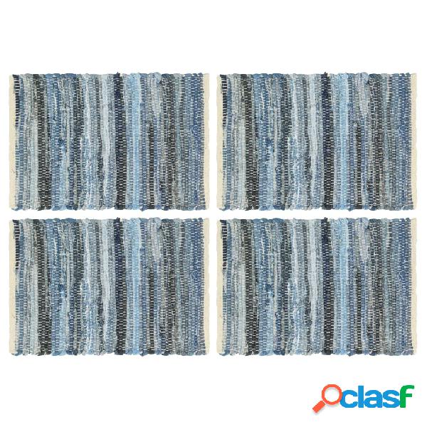 vidaXL Tovagliette 4 pz Chindi Blu Denim 30x45 cm Cotone