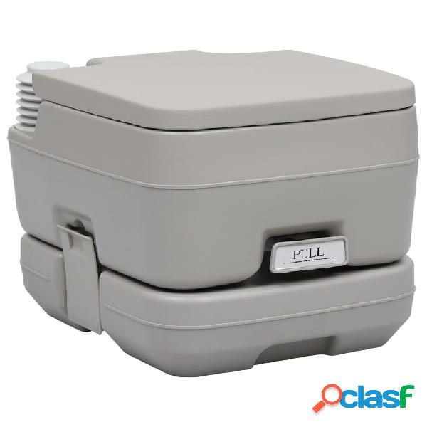 vidaXL WC Portatile per Campeggio Grigio 10+10 L