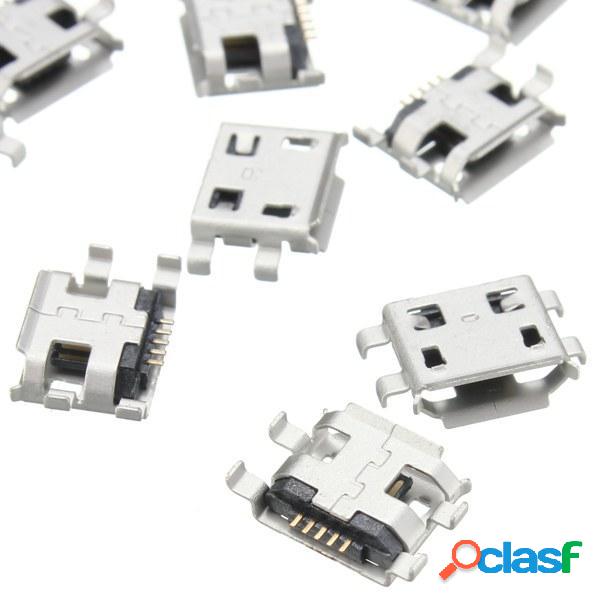 10Pcs Micro USB Tipo B Femmina 5Pin presa di corrente 4Legs