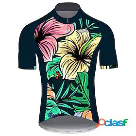 21Grams Men's Cycling Jersey Short Sleeve Leaf Floral