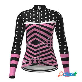 21Grams Women's Cycling Jersey Long Sleeve Winter Polka Dot