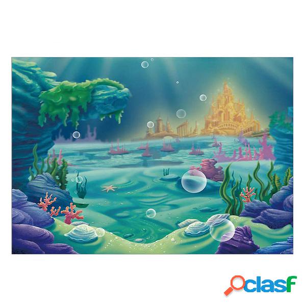 220x150cm 150x100cm Under Sea Mermaid Castle Blue Sea