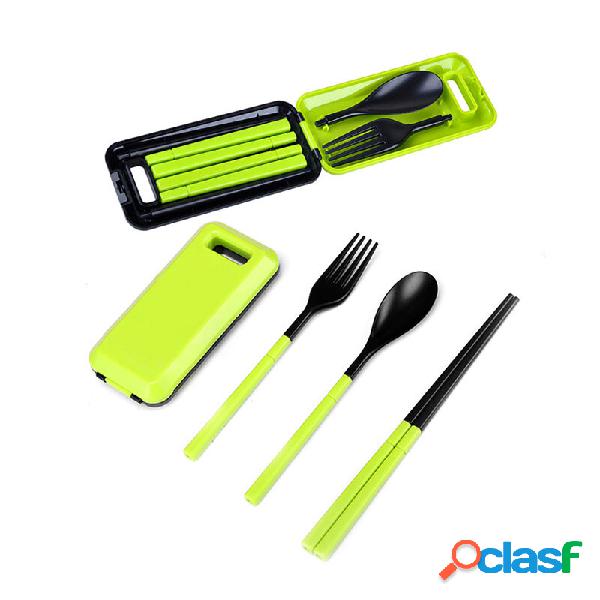 3 pezzi ABS cucchiaio forchetta bacchette pieghevoli