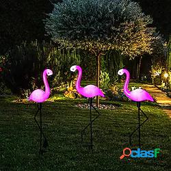 3pcs solare flamingo luci da giardino percorso esterno luci