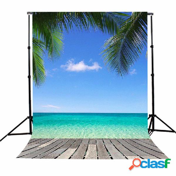 3x5FT Vinyl Summer Blue Sky Beach Coco Fotografia Sfondo