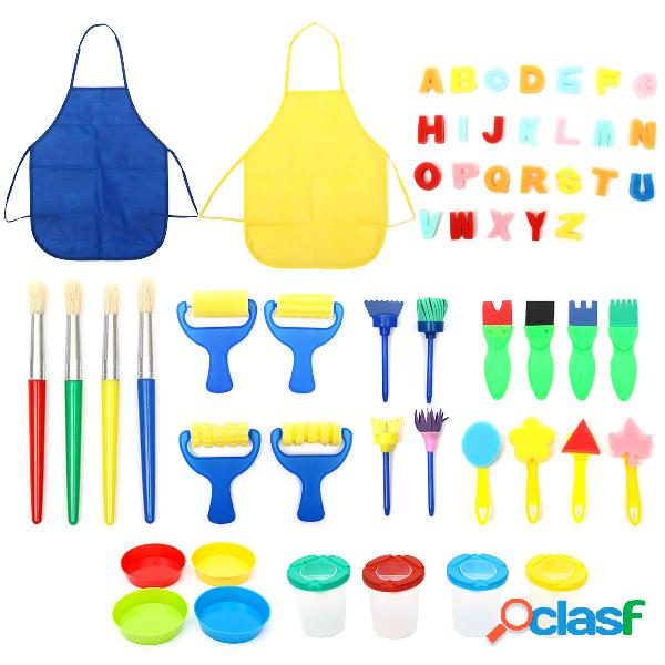 56pcs fai da te kit pittura strumento bambino rullo stampo