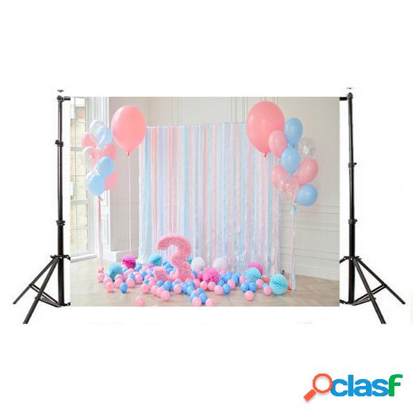 5x3FT 7x5FT 9x6FT Vinile Rosa Palloncino blu 3 anni