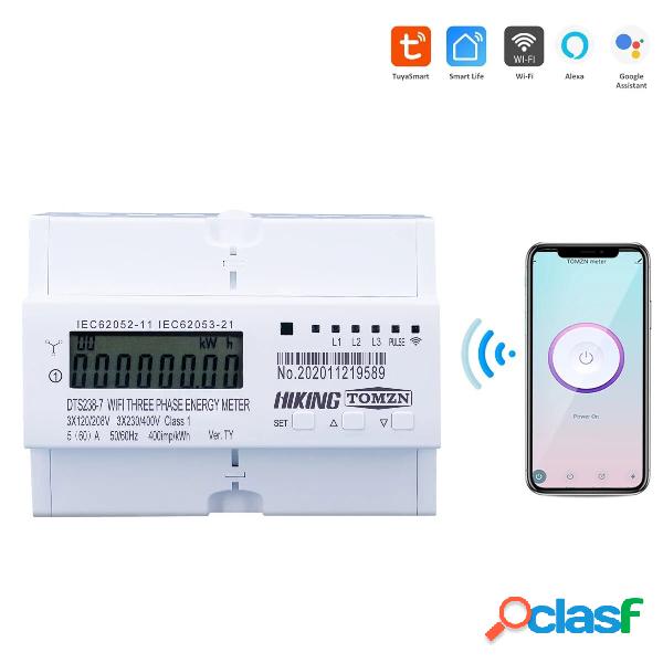 60A 80A Tuya 3 fasi Din Rail WIFI Contatore di energia