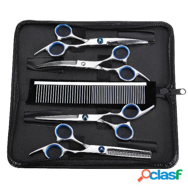 7 Pz / lotto Cane Grooming Forbici Set Straight Curved