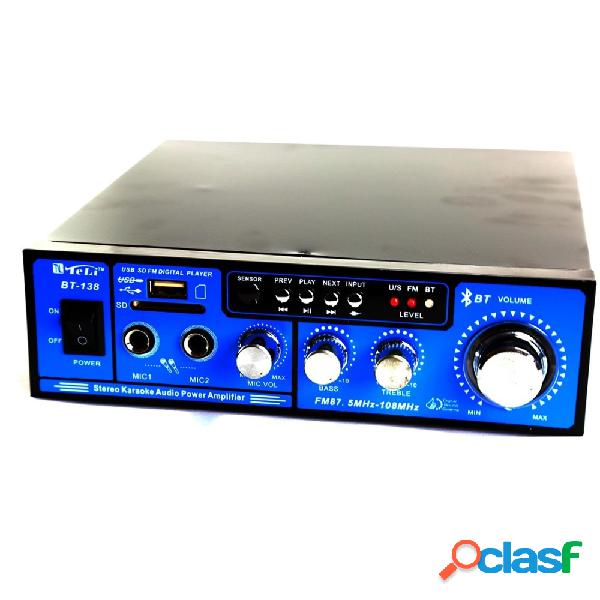 AMPLIFICATORE AUDIO 12V 220V USB Sd 2 MICROFONI MP3 FM CASA