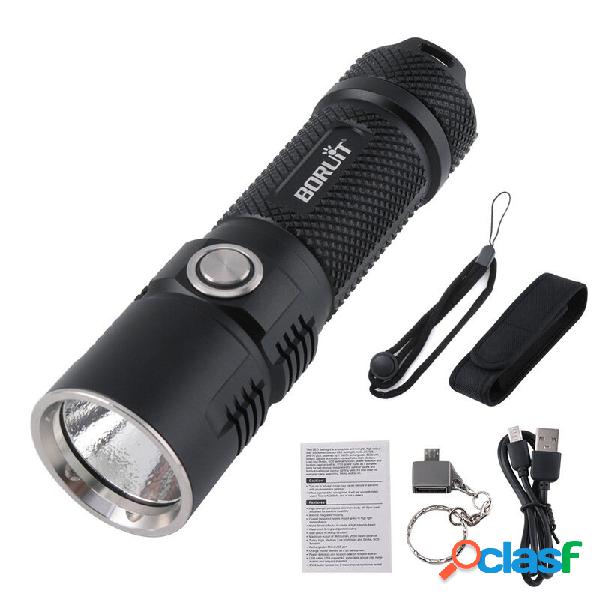 BORUIT BC10 XHP70 3600LM USB ricaricabile 26650 LED Torcia